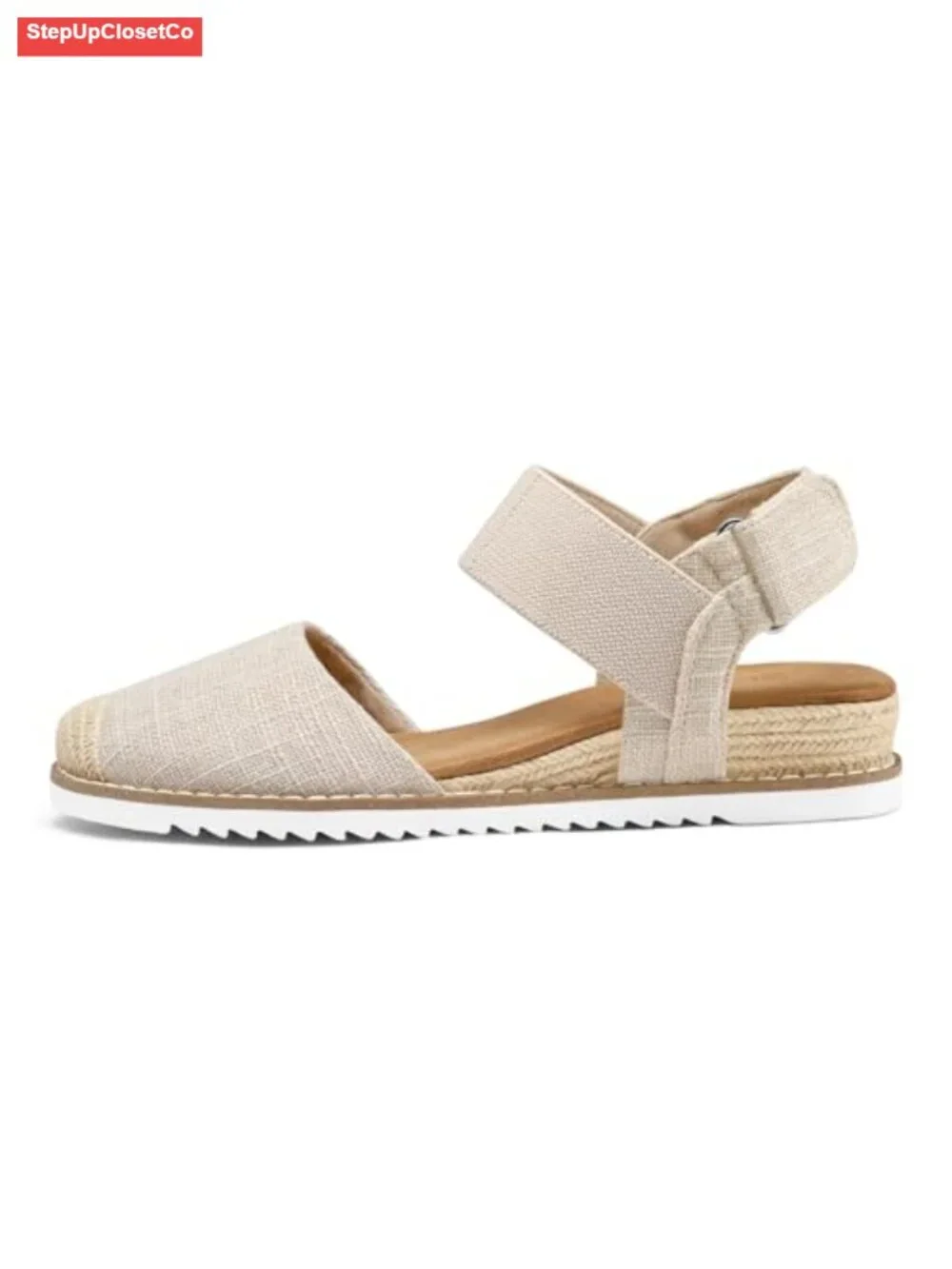 Women's Low Wedge Sandals Closed Toe Espadrilles Slip on Ankle Strap Walking